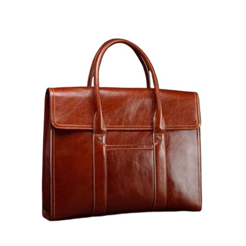 UZOURI Business Aktentaschen Herren Messenger Schultertaschen Echtes Leder Laptop Taschen Gepäck Handtaschen(Brown) von UZOURI