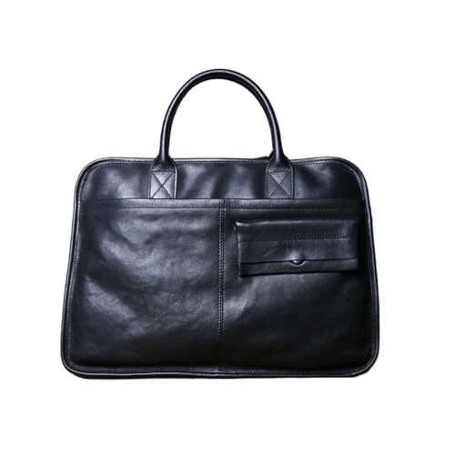 UZOURI Business-Aktentaschen Herrenhandtaschen Schultertaschen Echtes Leder Laptoptaschen Notebook Computertaschen(Black) von UZOURI