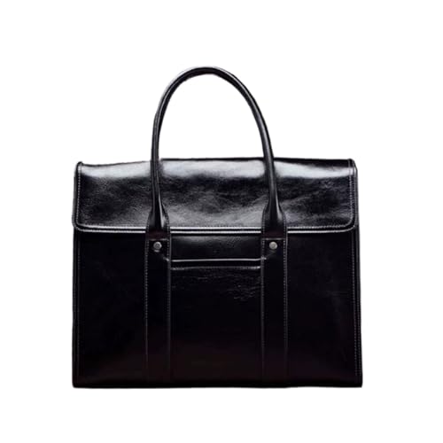 UZOURI Business-Laptoptaschen Handtaschen Aktentaschen Echtes Leder Schultertaschen Notebook Computer Taschen(Black) von UZOURI