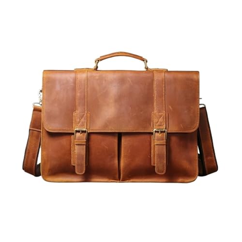 UZOURI Business-Laptoptaschen Handtaschen Echtes Leder Schultertaschen Notebook Computer Taschen Aktentaschen(Yellow) von UZOURI