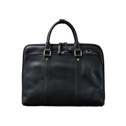 UZOURI Business-Laptoptaschen Herren Leder Aktentaschen Handtaschen Schultertaschen Notebook Computer Taschen(Black) von UZOURI