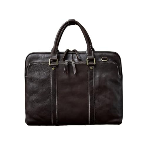 UZOURI Business-Laptoptaschen Herren Leder Aktentaschen Handtaschen Schultertaschen Notebook Computer Taschen(Brown) von UZOURI