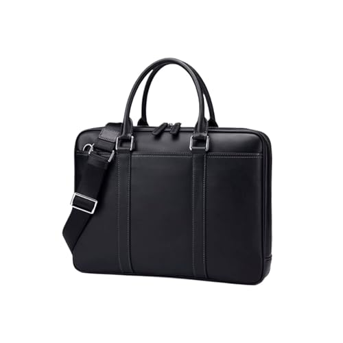 UZOURI Business-Schultertaschen Herrenhandtaschen aus echtem Leder Laptoptaschen Notebook-Computertaschen Aktentaschen(Black) von UZOURI