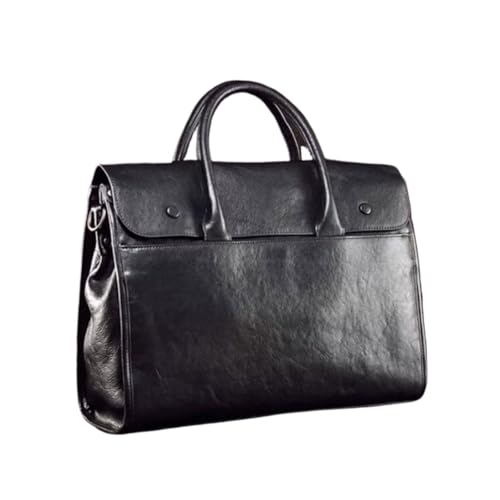 UZOURI Echtes Leder Computer Taschen Aktentaschen Handtaschen Herren Laptop Taschen Messenger Schulter Taschen(Black) von UZOURI
