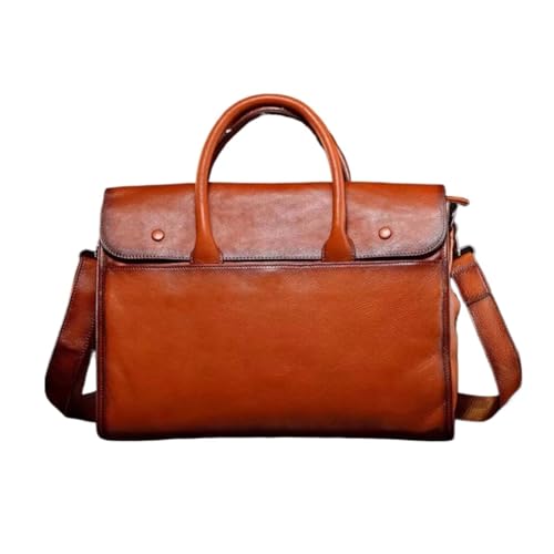 UZOURI Echtes Leder Computer Taschen Aktentaschen Handtaschen Herren Laptop Taschen Messenger Schulter Taschen(Yellow) von UZOURI