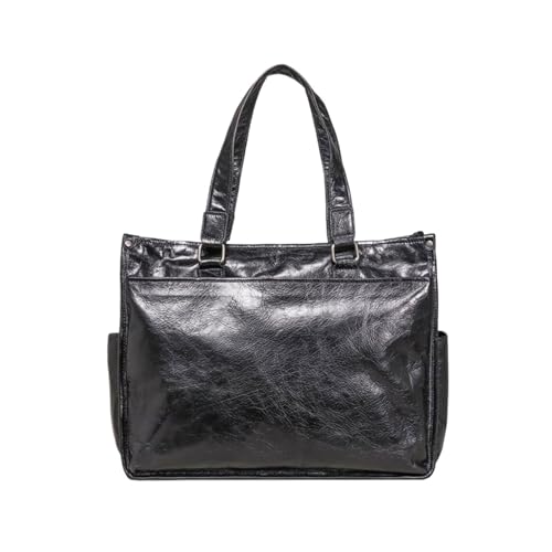 UZOURI Echtes Leder Handtaschen Aktentaschen Herren Laptop Taschen Messenger Schulter Taschen Gepäck Tragetaschen(Black) von UZOURI
