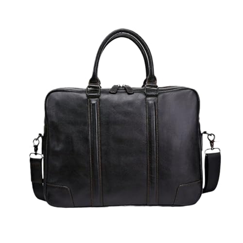 UZOURI Echtes Leder Handtaschen Messenger Schultertaschen Herren Computer Laptop Taschen Aktentaschen(Black) von UZOURI