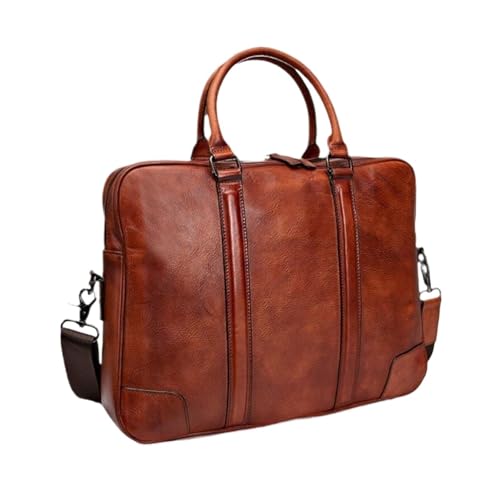 UZOURI Echtes Leder Handtaschen Messenger Schultertaschen Herren Computer Laptop Taschen Aktentaschen(Brown) von UZOURI