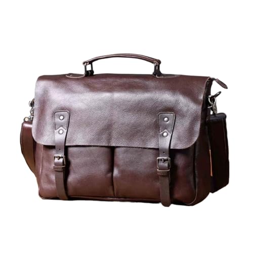 UZOURI Echtes Leder Handtaschen Schultertaschen Herren Computer Taschen Aktentaschen Laptop Taschen(Brown) von UZOURI