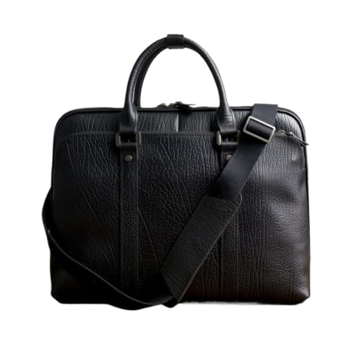 UZOURI Echtes Leder Laptop Taschen Aktentaschen Handtaschen Computer Taschen Herren Messenger Schulter Taschen(Black) von UZOURI
