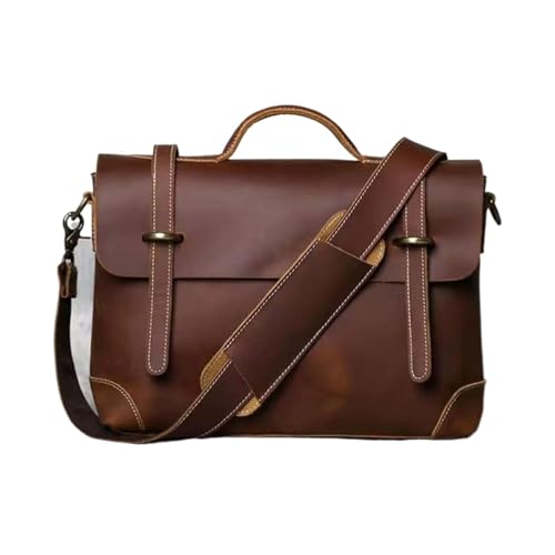 UZOURI Echtes Leder Laptop Taschen Herren Aktentaschen Messenger Schulter Taschen Handtaschen Umhängetaschen(Yellow) von UZOURI