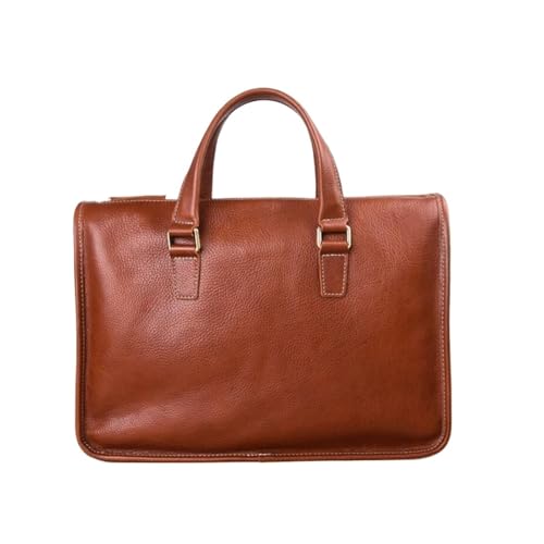 UZOURI Echtes Leder Laptop Taschen Notebook Computer Taschen Herren Handtaschen Aktentaschen Schulter Taschen(Brown) von UZOURI