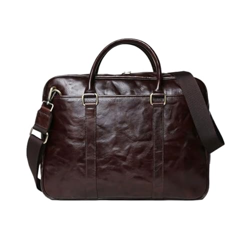 UZOURI Echtes Leder Tragetaschen Handtaschen Messenger Schultertaschen Aktentaschen Herren Laptop Taschen(Brown) von UZOURI