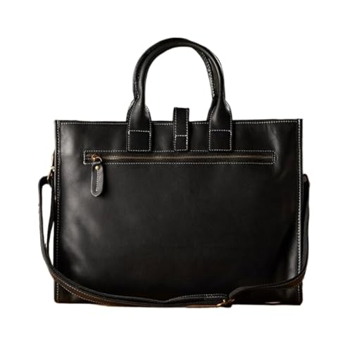 UZOURI Echtes Leder Umhängetaschen Business Notebook Computer Taschen Aktentaschen Handtaschen Herren Laptop Taschen(Black) von UZOURI