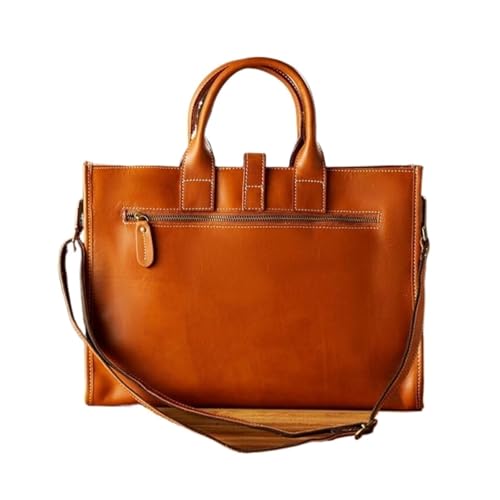 UZOURI Echtes Leder Umhängetaschen Business Notebook Computer Taschen Aktentaschen Handtaschen Herren Laptop Taschen(Yellow) von UZOURI