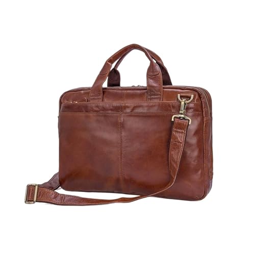UZOURI Gepäck Notebook Computer Taschen Herren Leder Aktentaschen Laptop Taschen Handtaschen Schultertaschen(Yellow) von UZOURI