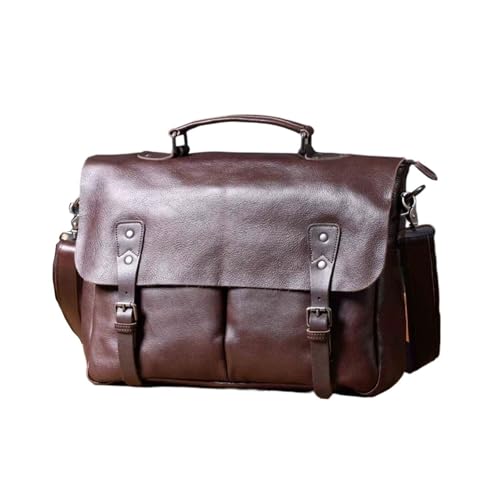 UZOURI Handtaschen Business Aktentaschen Echtes Leder Laptop Taschen Notebook Computer Taschen Herren Schulter Taschen(Brown) von UZOURI