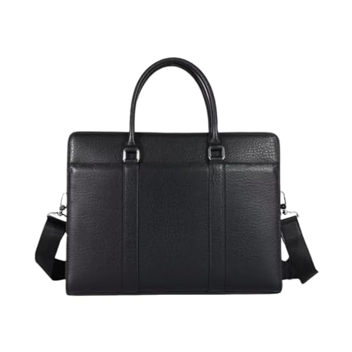 UZOURI Handtaschen Herren Laptoptaschen Echtes Leder Schultertaschen Business Notebook Computer Taschen Aktentaschen(Black) von UZOURI