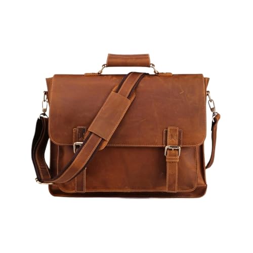 UZOURI Handtaschen Laptoptaschen Herren Aktentaschen Echtes Leder Schultertaschen Notebook Computer Taschen(Yellow) von UZOURI