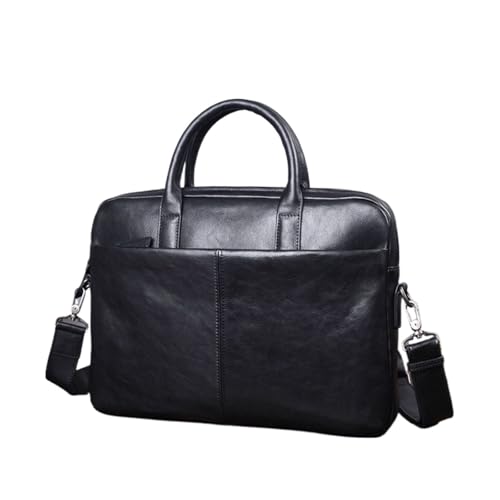UZOURI Herren Aktentaschen Leder Laptop Taschen Messenger Schulter Taschen Notebook Computer Taschen Handtaschen 15 Zoll(Black) von UZOURI