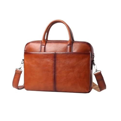UZOURI Herren Aktentaschen Leder Laptop Taschen Messenger Schulter Taschen Notebook Computer Taschen Handtaschen 15 Zoll(Brown) von UZOURI