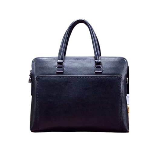 UZOURI Herren Aktentaschen Leder Laptoptaschen Messenger Schultertaschen Notebook Computer Taschen Handtaschen(Black) von UZOURI