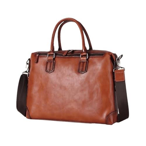UZOURI Herren Aktentaschen Messenger Schultertaschen Leder Laptoptaschen Handtaschen Notebook Computer Taschen(Brown) von UZOURI