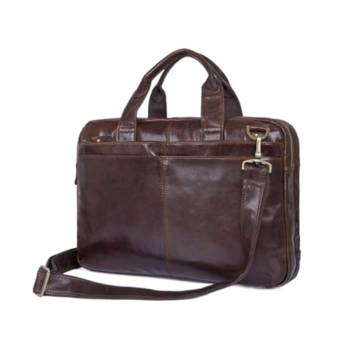 UZOURI Herren Aktentaschen Messenger Schultertaschen Leder Laptoptaschen Handtaschen Notebook Computer Taschen(Brown) von UZOURI