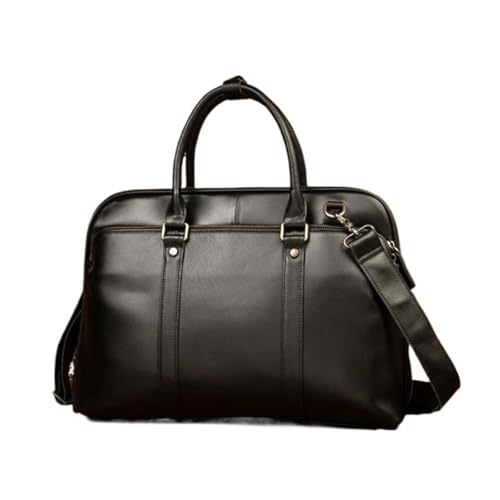 UZOURI Herren Aktentaschen aus echtem Leder Umhängetaschen Notebook Computer Taschen Laptop Taschen Gepäck Handtaschen(Black) von UZOURI