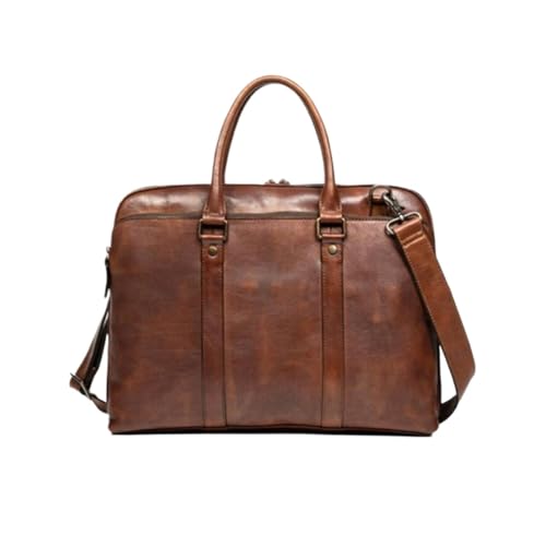 UZOURI Herren Aktentaschen aus echtem Leder Umhängetaschen Notebook Computer Taschen Laptop Taschen Gepäck Handtaschen(Brown) von UZOURI