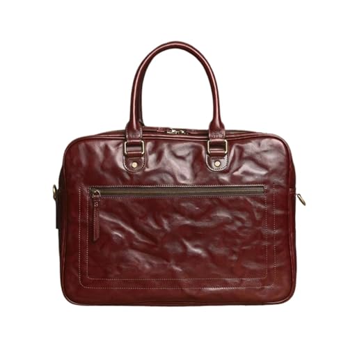 UZOURI Herren Business Aktentaschen Handtaschen Notebook Computer Taschen Schultertaschen Leder Laptop Taschen(Brown) von UZOURI