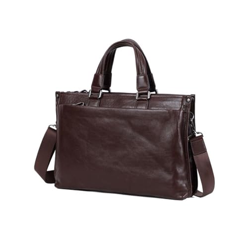 UZOURI Herren Business Aktentaschen Laptoptaschen Handtaschen Echtes Leder Schultertaschen Notebook Computer Taschen(Brown) von UZOURI