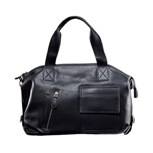 UZOURI Herren Gepäck Handtaschen Aktentaschen Echtes Leder Messenger Schultertaschen Laptop Taschen(Black) von UZOURI