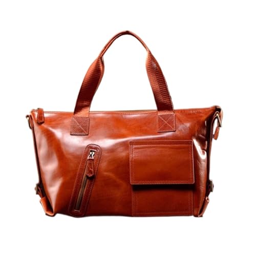UZOURI Herren Gepäck Handtaschen Aktentaschen Echtes Leder Messenger Schultertaschen Laptop Taschen(Brown) von UZOURI