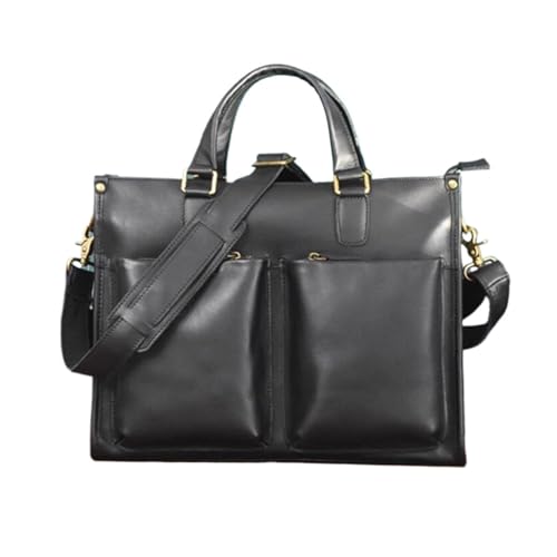 UZOURI Herren Laptoptaschen Aktentaschen Umhängetaschen Ledergepäck Handtaschen Messenger Schultertaschen(Black) von UZOURI