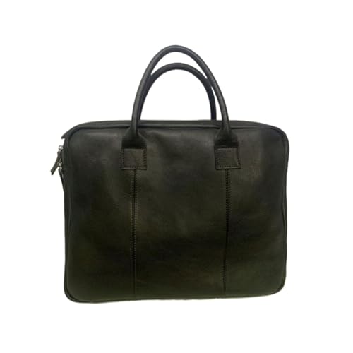 UZOURI Herren Laptoptaschen Echtes Leder Handtaschen Messenger Schultertaschen Aktentaschen Computer Taschen(Black) von UZOURI