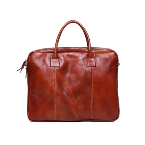 UZOURI Herren Laptoptaschen Echtes Leder Handtaschen Messenger Schultertaschen Aktentaschen Computer Taschen(Brown) von UZOURI