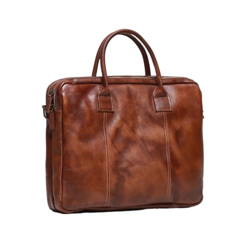 UZOURI Herren Laptoptaschen Echtes Leder Handtaschen Messenger Schultertaschen Aktentaschen Computer Taschen(Yellow) von UZOURI