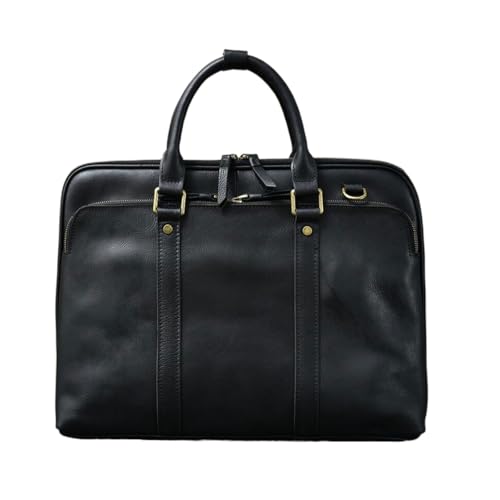 UZOURI Herren Leder Laptoptaschen Messenger Schultertaschen Tragetaschen Gepäck Handtaschen Aktentaschen(Black) von UZOURI