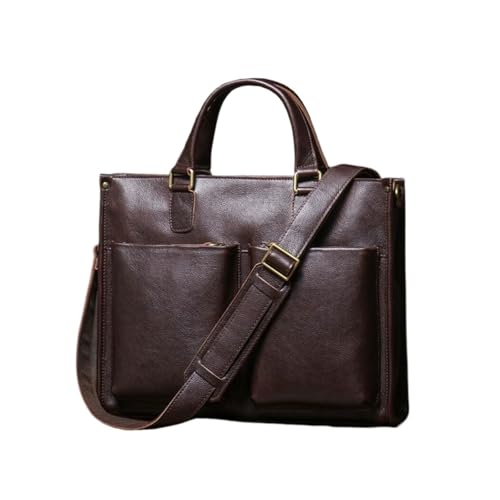 UZOURI Herren Leder Laptoptaschen Schultertaschen Messenger Bags Aktentaschen Computertaschen Handtaschen(Brown) von UZOURI