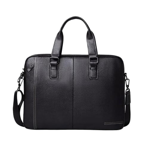 UZOURI Herren Messenger Schultertaschen Tragetaschen Echtleder Handtaschen Laptoptaschen Aktentaschen(Black) von UZOURI