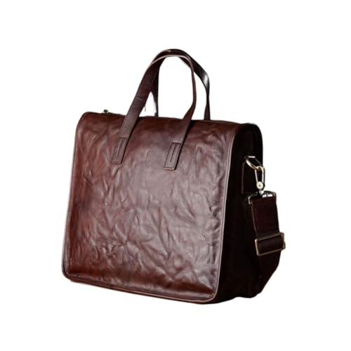 UZOURI Herren Notebook Computer Taschen Aktentaschen Handtaschen Leder Laptop Taschen Messenger Schultertaschen(Brown) von UZOURI