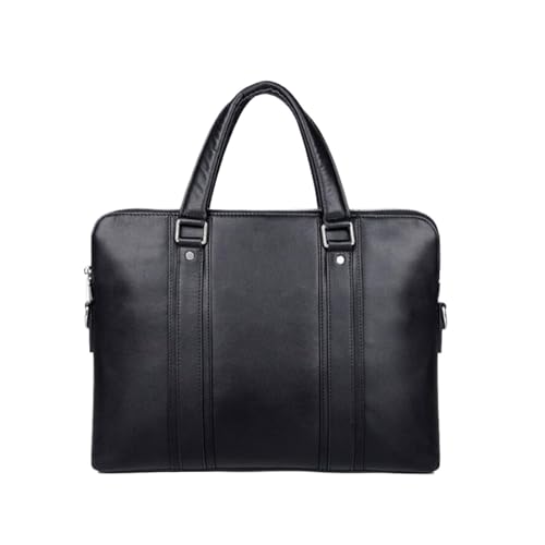 UZOURI Herren Notebook Computer Taschen Aktentaschen Leder Laptop Taschen Messenger Schulter Taschen Handtaschen(Black) von UZOURI