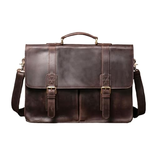 UZOURI Herren Notebook Computer Taschen Handtaschen Leder Laptop Taschen Schultertaschen Aktentaschen(Brown) von UZOURI