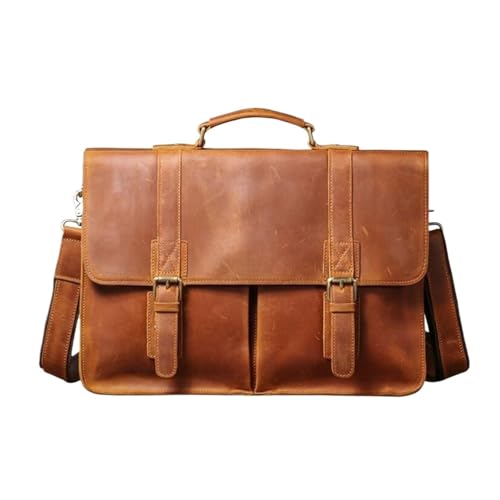 UZOURI Herren Notebook Computer Taschen Handtaschen Leder Laptop Taschen Schultertaschen Aktentaschen(Yellow) von UZOURI
