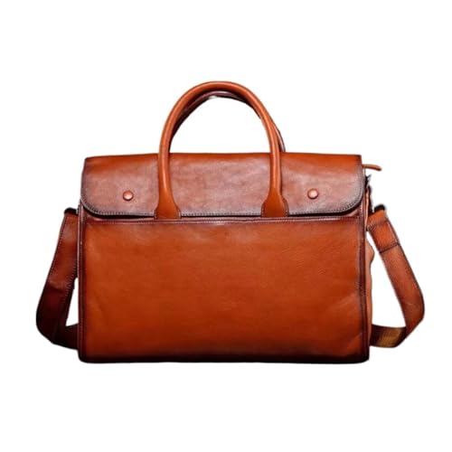 UZOURI Herren Notebook Computer Taschen Leder Laptop Taschen Messenger Schulter Taschen Handtaschen Aktentaschen(Yellow) von UZOURI
