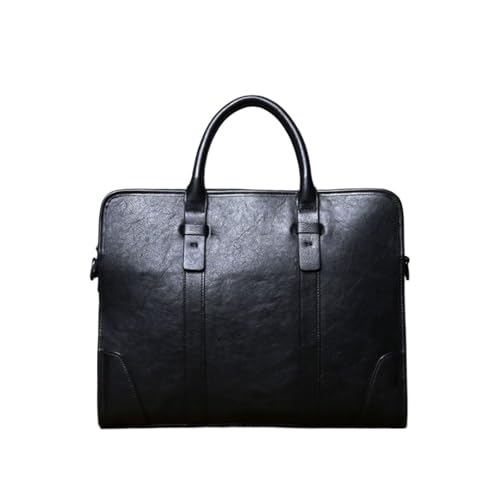 UZOURI Herren Notebook Computer Taschen Messenger Schultertaschen Handtaschen Aktentaschen Leder Laptop Taschen(Black) von UZOURI