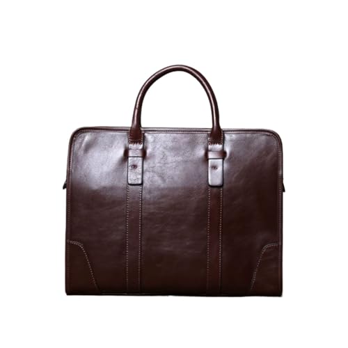 UZOURI Herren Notebook Computer Taschen Messenger Schultertaschen Handtaschen Aktentaschen Leder Laptop Taschen(Brown) von UZOURI