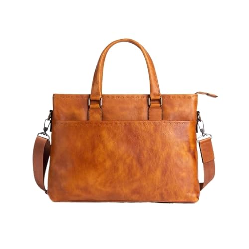 UZOURI Herren-Notebook-Computertaschen, Handtaschen, Leder-Laptoptaschen, Schultertaschen, Aktentaschen, Umhängetaschen(Yellow) von UZOURI