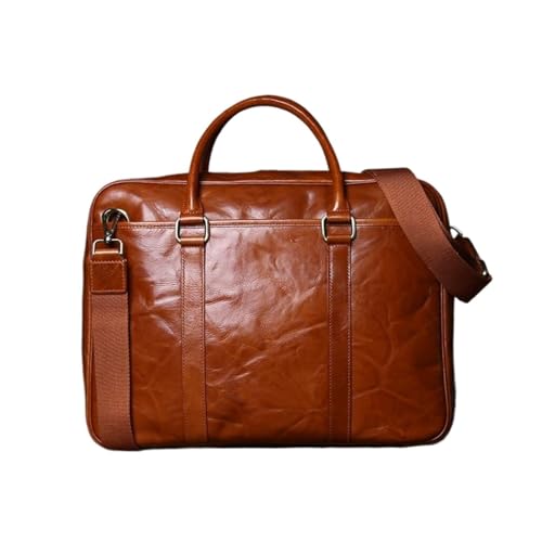 UZOURI Herren-Notebook-Computertaschen Aktentaschen Handtaschen Leder-Laptoptaschen Schultertaschen Tragetaschen(Brown) von UZOURI